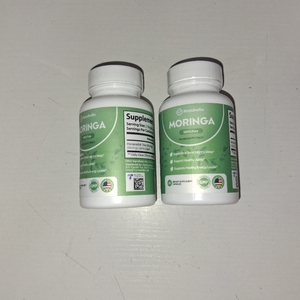 lot 13055 image: 2 Bottles Moringa Powder Capsules - Pure Nutrient-Rich Moringa Powder - a Natural Green Antioxidant Superfood - Supports Energy, Skin Health, Gut Health - WEs
