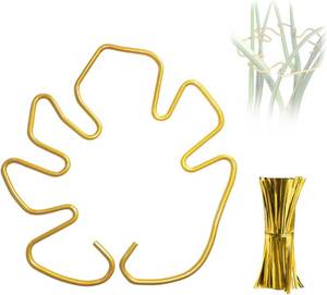 lot 13057 image: Decorative Plant Support Clips, Gold Metal Stem Holder, 3-Pack, Spiral Flower Design for Indoor Climbing Plants (3, Vine)