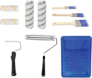 lot 13078 image: Castuvy Paint Roller Set for Walls, Paint Brush, 10 Pieces Paint Tray Set,Roller Paint Brush,Wall Painting Roller Naps for Professional or Home Owners