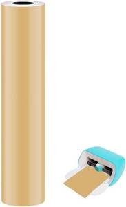 lot 13090 image: KUBOM 9.5 x120in Heat Transfer Vinyl Rolls -No Machine mat Needed, WhiteBlackGoldenRedSilvery HTV Vinyl for Cricut Joy Machine,Easy to Cut & Weed for Iron or Heat Press (Golden, 9.5x120in)