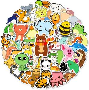 lot 13407 image: 100 Pack Animals Stickers for Kids, 2 Inch Large Sticker, Bonus for Students -Waterproof, No Residu PVC, Reuseable