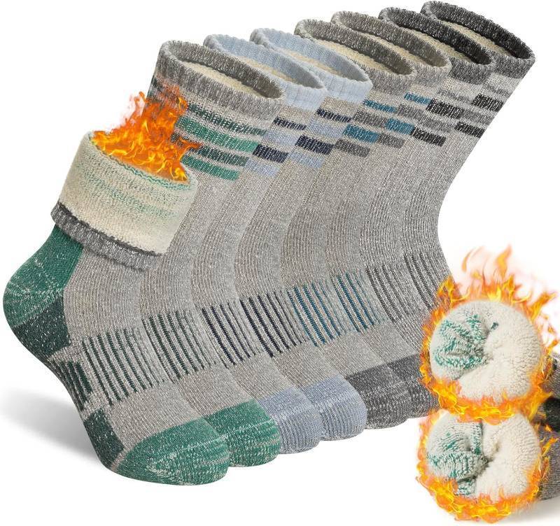 lot 7930 image: SeeyAN Kids Merino Wool Hiking Socks Boys Girls Thermal Winter Warm Boot Toddlers Thick Cushion Socks 4 Pairs