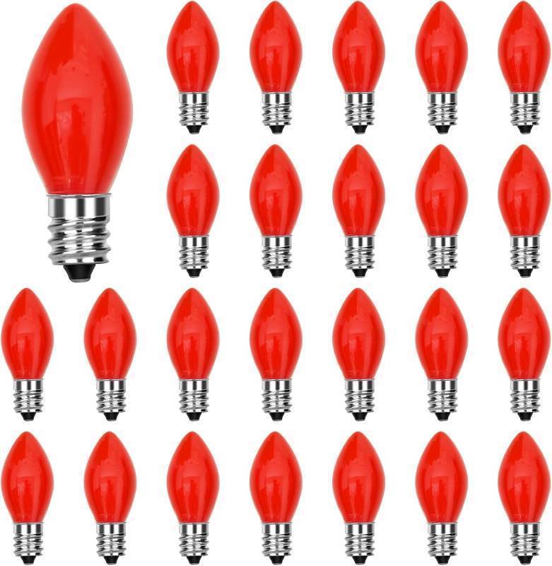 lot 3822 image: Abeja C7 Green Replacement Bulbs, 25 Pack C7 Green Replacement Bulbs, 5W Vintage Ceramic Bulbs for Outdoor Indoor Patio Christmas Decoration-E12 Candelabra Base, COLOR IS GREEN