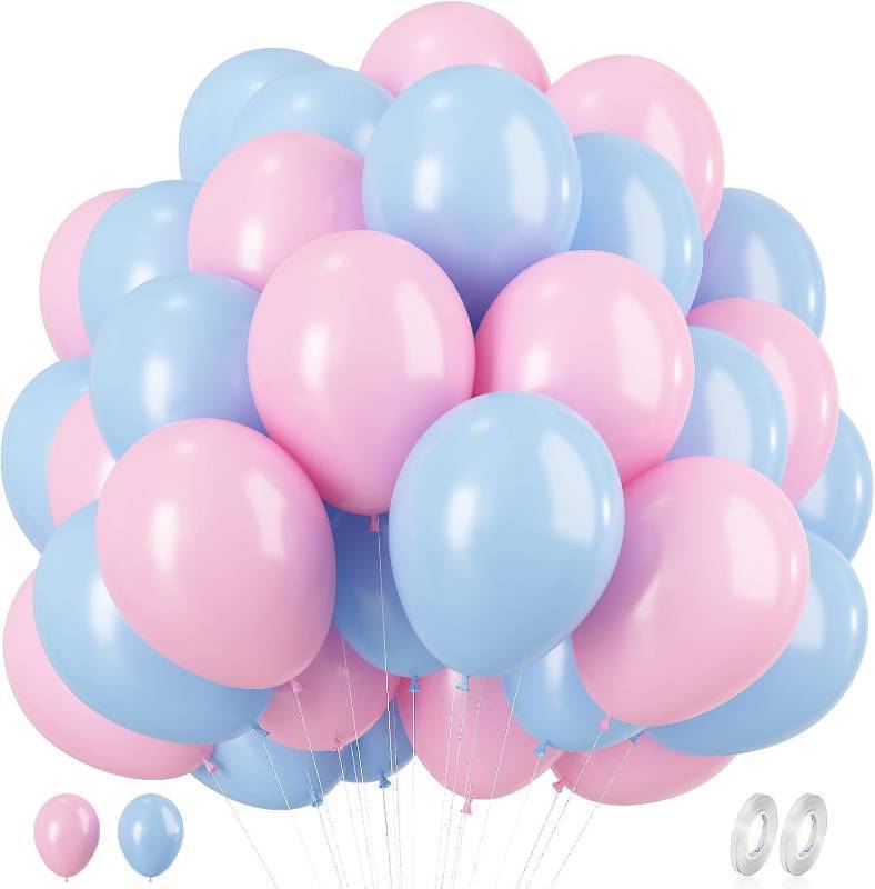 lot 8055 image: White Sand And Gold Balloons, 60pcs 12 Inch Light Blue Macaron Pink Balloons for Gender Reveal, Baby Blue Pastel Pink Balloon Latex Helium Party Balloon for Baby Shower Wedding Birthday Party Decorations&nbsp- COLOR IS GOLD  GRAY