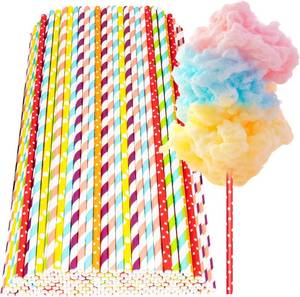 lot 13415 image: WDAHDHP Premium Cotton Candy Sticks 13.8 Inch - 100 Pcs Colorful Paper Cones for Cotton Machine Supplies, Extra Long Sturdy Candy Straws for Party Events and Sugar Making