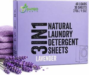 lot 13435 image: 60 Loads Natural Laundry Detergent Sheets - All Natural Biodegradable And Dissolvable Washing Machine Dry Soap Laundry Detergent Strips, Mess Free, Eco Friendly, 30 Sheet Pack (Calm Lavender)