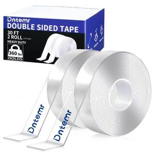 lot 13534 image: Double Sided Tape Heavy Duty 2 Rolls Nano Tape (Total 30 Feet) for Poster Carpet Picture Hanging Strip Rug Strong Adhesive Multipurpose Clear Mounting Two Stick Sided DIY Tape