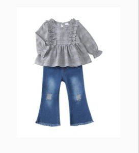 lot 13551 image: Renotemy Toddler Baby Girl Clothes Fall Winter Outfits Gifts Sweatshirt Jeans Bell Bottom Pants Set for 18-24 months Girls