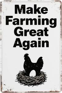 lot 13424 image: Funny Chicken Coop Signs and Accessories, Make Farming Great Again, Patriotic Farmhouse Metal Wall Art for Coop Farm Stand Chicken Farm Fresh Butt Nuggets Sign 8 12 Inch (black chicken coop)
