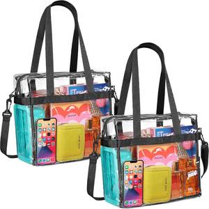 lot 13502 image: Handy Laundry Clear Bag 12x6x12 Stadium Approved Transparent Tote with Zippered Top & Shoulder Straps Work, Sports, Concerts