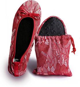 lot 13503 image: Silky Toes Women s Foldable Lace Wedding Flats Comfortable Bridal Dressy Shoes Size XL