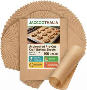 lot 13546 image: Pre Cut Parchment Paper Sheets for Baking, 100 Pcs 12x 16 Parchment Paper Sheets, No-Stick & No-Leak Unbleached Baking Paper, Butcher Paper Sheets for Oven, Air Fryer, Cookies, Bread
