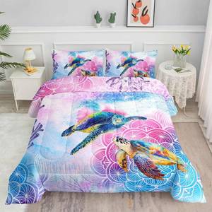 lot 38328 image: Comforter Set 3pcs (1 Comforter  2 Pillowcases) for Boys Girls Turtle Printed Bedding Comforter Set,Duvet for All Seasons(A-Turtle Twin)