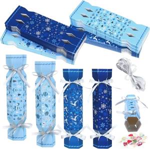 lot 38873 image: Moinchore 60 Pcs Christmas Crackers Kit No Snap DIY Xmas Party Cracker Empty Bulk for Candy Treat Gift Boxes Snowflake Tree Reindeer Candy Christmas Table Favors Holiday Dinner Decor(Blue and White)