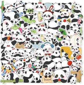 lot 38877 image: 50 Pieces Cartoon Panda Stickers for Kids, Cute Animal Aesthetic Waterproof Vinyl Decal for Kids Teens Girl Laptop Skateboard Water Bottle Phone Case (Panda)