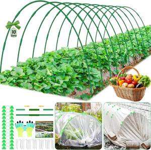 lot 38253 image: Greenhouse Hoops for Raised Beds, 10 Sets Garden Hoops Grow Tunnels Rust-Free Fiberglass Support Frame Bendable DIY Hoops, Plant Support Garden Stakes for Vegetable Row Cover Outdoor Plant