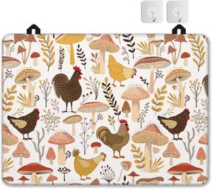 lot 38257 image: Rooster Floral Stove Top Cover for Electric Stove, Thick Natural Rubber Glass Top Protector, Prevents Scratching, Expands Usable Space 28x20