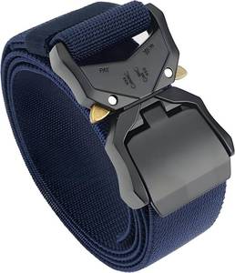 lot 38357 image: belt Tactical Belt, Military Hiking Rigger 1.5 Nylon Web Work Belt with Heavy Duty Quick Release Buckle COLOR IS GOLD