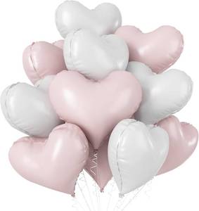 lot 38411 image: Pink White Heart Balloons, 20 Inch White Baby Light Pink Foil Mylar Heart Shaped Balloons 10 Pcs Dusty Pink Large Helium Balloon for Girls Women Birthday Decorations Bridal Baby Shower Wedding