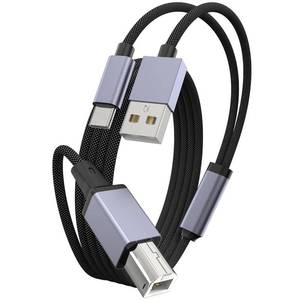 lot 38565 image: USB-C to USB-B 2.0 Printer and MIDI Cable - 13FT Nylon Braided for Yamaha, Casio Digital Pianos, MacBook Pro, Printers and MIDI Controllers