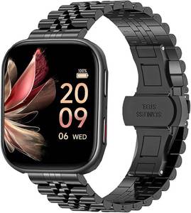 lot 38568 image: Compatible for FITVII Smart Watch Bands, 18mm, 20mm, 22mm Solid Stainless Steel Metal Band with Butterfly Folding Clasp Link Bracelet Compatible for FITVII Nexa, HM57, HM78, HM68, HM21, H56, H86 Smart Watch Fitness Tracker