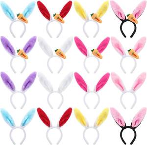 lot 38764 image: XunYee 16 Pieces Easter Bunny Ears Bulk Bunny Headband Plush Rabbit Ears with Carrot for Women Easter Costume Party Favor