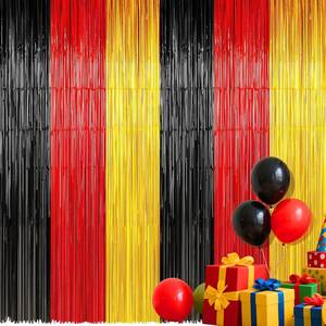 lot 38791 image: Tingjoo Cartoon Mouse Party Decorations, 2 Pack 3.3 x 6.6 ft Foil Curtain Backdrop Black Red Gold Metallic Tinsel Foil Fringe Curtains Streamers Photo Props for Birthday Wedding Party Supplies