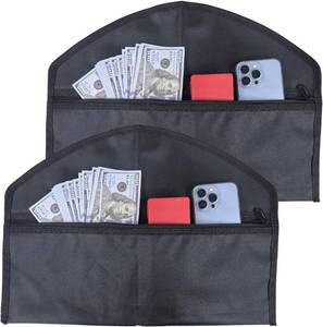 lot 38859 image: Hanger Diversion Safe by Stash-it, Hidden Pocket Safe, Fits Under Hanging Clothes with Pocket to Hide Valuables for Home or Travel (2, BLACK)