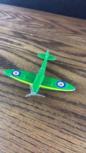 lot 5458 image: Green metal Spitfire Fighter Aircraft Model