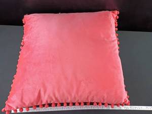 lot 5488 image: Phantoscope Velvet Decorative Throw Pillows with Pom Pom Trim