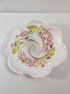 Murano Style Glass Bowl with Swirl Pattern