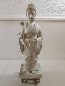 lot 86 image: Standing Buddha Statue with Lotus Base