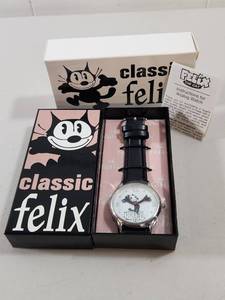 lot 115 image: Felix the Cat Classic Analog Watch with Black Leather Strap