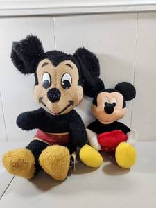 lot 128 image: Vintage Disney Mickey Mouse Plush Toys Set of Two