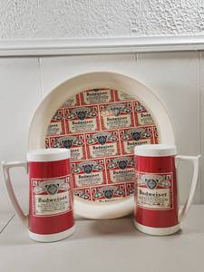 lot 130 image: Budweiser Beer Tray and Mug Set