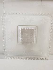lot 167 image: Vintage Clear Square Ceiling Shade with Hobnail Edges