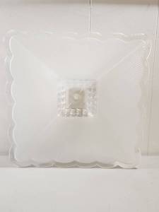 lot 169 image: Vintage 1970s Square Glass Ceiling Light Fixture with Frosted Pyramid Design