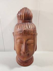 lot 190 image: Carved Wooden Buddha Head Wall Mask