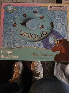 lot 330 image: Afro Unicorn 39-Inch Unicorn Inflatable Swim Ring Float Teal