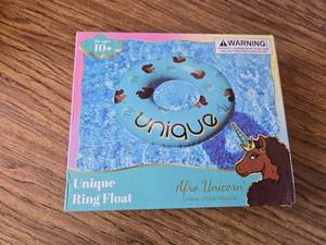 lot 334 image: Afro Unicorn 39-Inch Unicorn Inflatable Swim Ring Float Teal