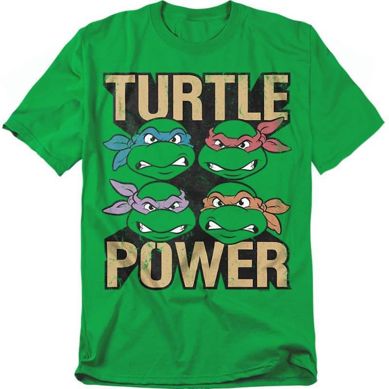 lot 4743 image: Popfunk Classic TMNT Teenage Mutant Ninja Turtles Turtle Power Unisex Adult T Shirt, Kelly Green, Large - Retail $18