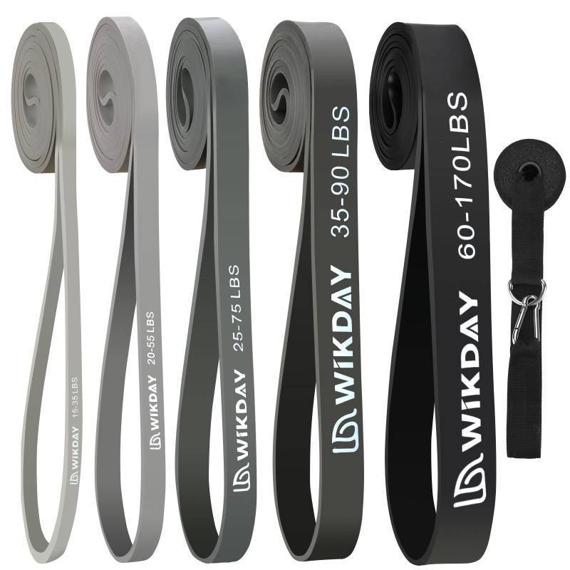 lot 1351 image: WIKDAY Resistance Bands, Pull Up Bands, Workout Bands for Exercise, Thick Heavy Resistance Band Set with Door Anchor, Elastic Bands for Body Stretching, Training at HomeGym for Men & Women Gray Color - Retail $36