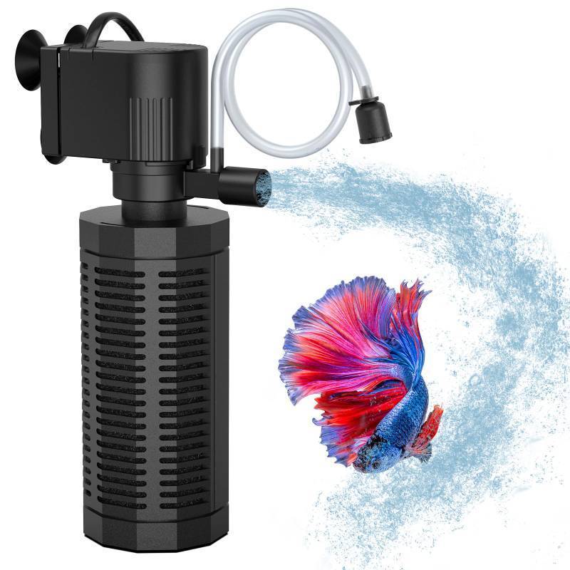 lot 1405 image: OQTTNEO Aquarium Internal Filter for 20-50 Gallons, Ultra-Quiet Fish Tank Filter Biochemical Filtration 320GPH Powerful Pump Submersible Aquarium Filter Tank Clear Air Supply (13W Filter) - Retail $20
