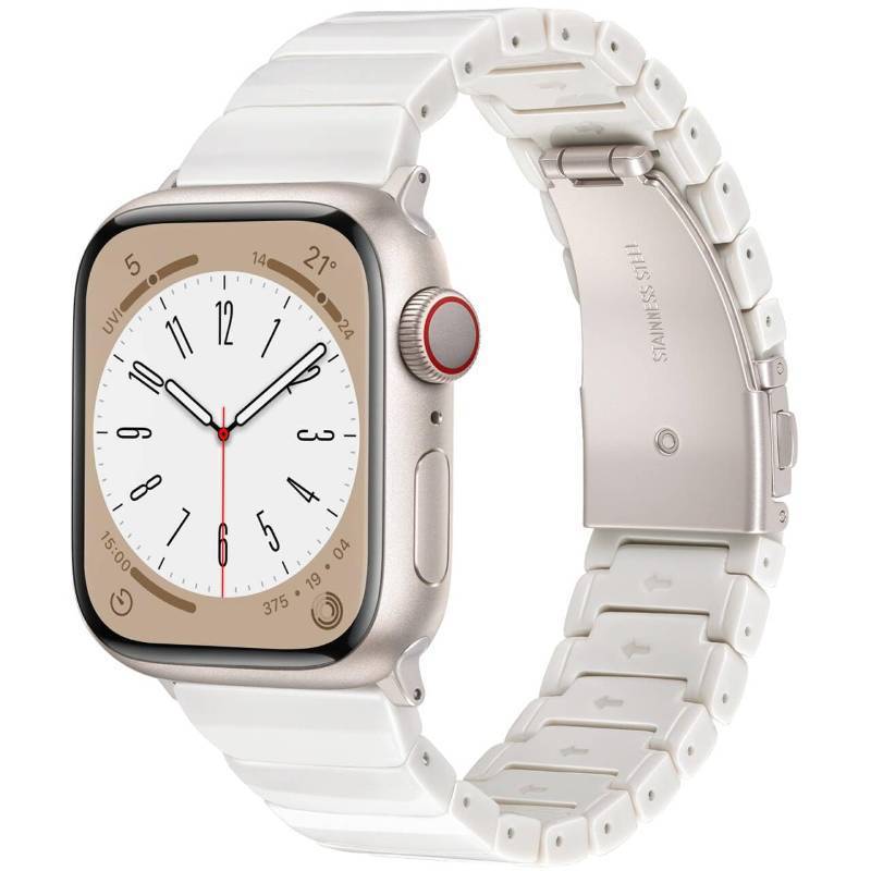 lot 1492 image: V-MORO Resin Band Compatible with Apple Watch Series 1110 41mm40mm38mm42mm Women Men Fashion Strap for iWatch Series 987654321SESE 2 Lightweight Bracelet Wristband(Classic Starlight) - Retail $23