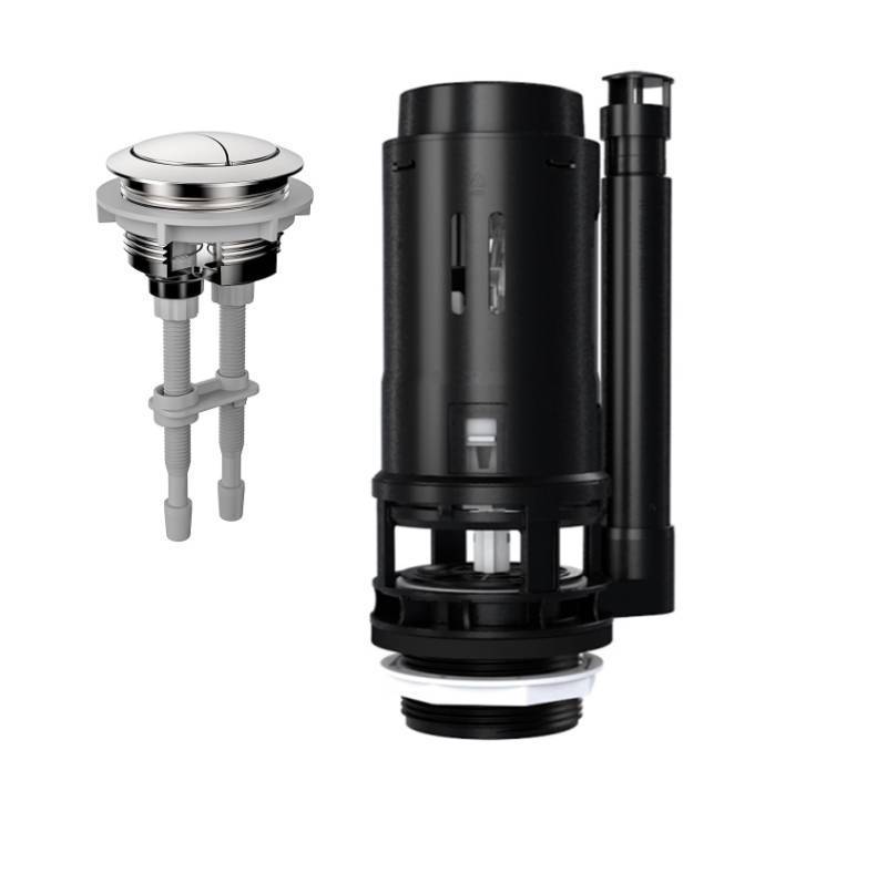 lot 1495 image: R&T 3-Inch Dual Flush Valve with Top Push Button Toilet Repair Kit Inside Tank dual flush valve replacement kit for 2-piece Toilet, Quick Fix Toilet Leaking, Running Water and Ghost Flush A2422M - Retail $33