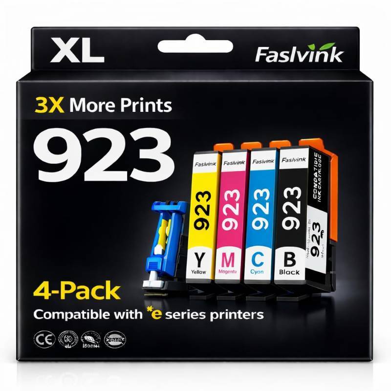 lot 1502 image: 923 Ink Cartridges for HP Printers Compatible with HP 923 Ink Works with HP OfficeJet Pro 8130e 8125e 8120e 8135e 8138e 8139e Printers, 923 Ink Without Chip 4-Pack (Black Cyan Magenta Yellow) - Retail $40