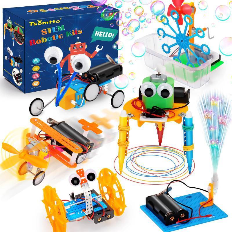 lot 1519 image: STEM Robotics Kit 6 Set Science Experiments Project Activities Toys for Kids 4-8 8-12 Engineering Building Electronic Motor Robot Kid Craft Boy Girl 5 6 7 8 9 10 12 Year Old Outdoor Toy - Retail $22
