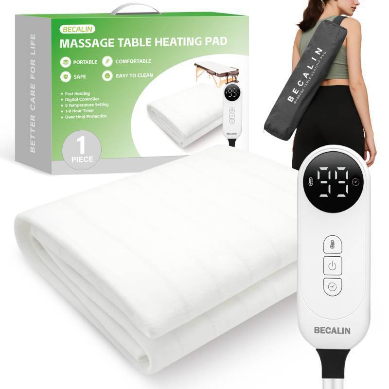 lot 1528 image: Massage Table Warmer Heating Pad Professional SPA Massage Bed Warmer with 9 Hour Timer, 9 Heat Settings, Overheat Protection for Massage Bed & Spa, 30 x 71, with Portable Storage Bag - Retail $66