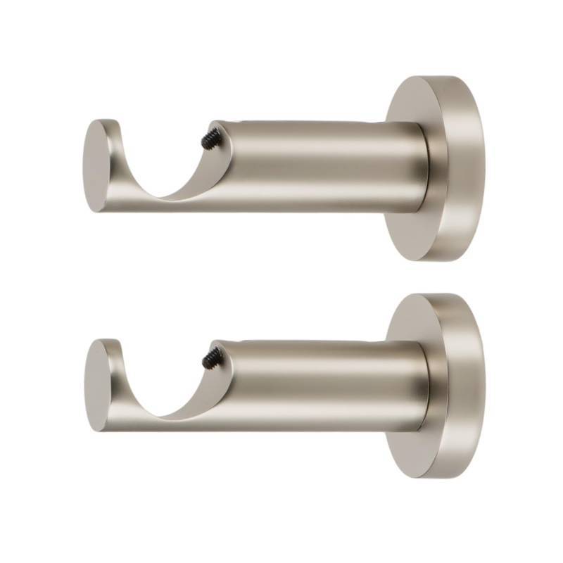 lot 1544 image: Ivilon Ceiling or Wall Mount Curtain Rod Brackets Holders for Curtain Rods of 78 and 1 Inch Diameter. Set of 2. Color Satin Nickel&nbsp