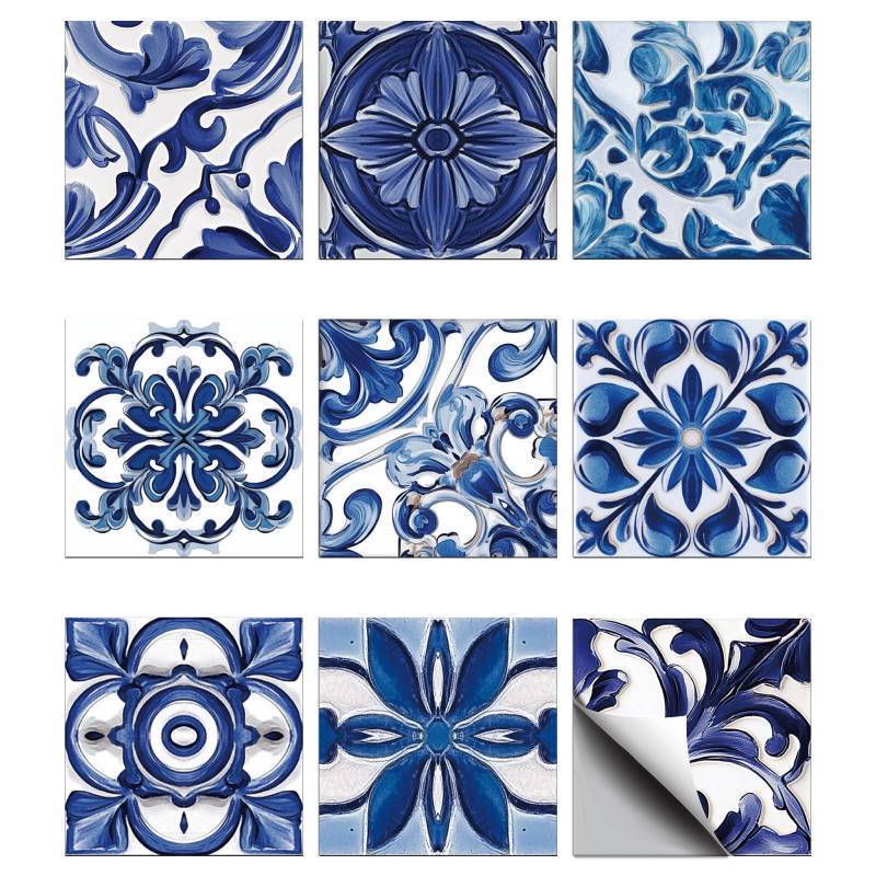 lot 1578 image: CHGCRAFT 36PCS Blue Relief Peel and Stick Tile Stickers Mosaic Style Removable Wall Decals Self Adhesive Tile Wallpaper for Kitchen Bathroom Toilet Living Room, 4x4 Inches&nbsp